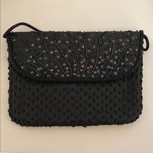Valerie Stevens Black Beaded Clutch